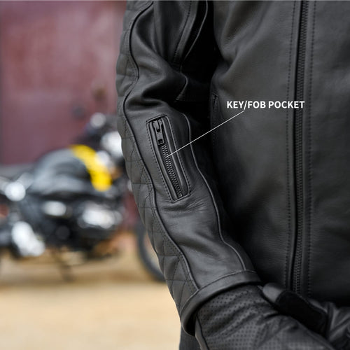 GEN 2 'ol Bobber' — Diamond Quilted Premium Motorbike Jacket — BLACK Leather