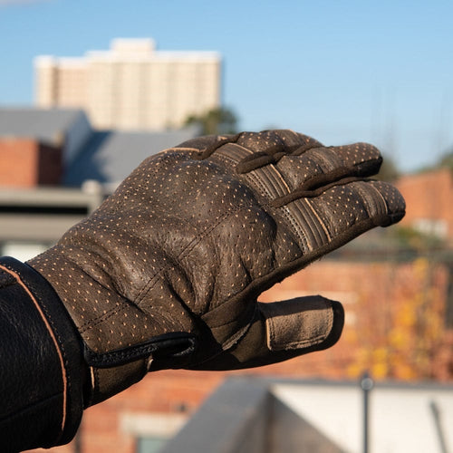Gen 3 Thumpa's short cuff summer gloves in perforated brown leather