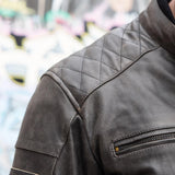 'ol Bobber' — Classic Leather Motorbike Jacket — Distressed Charcoal Brown Full Grain Leather