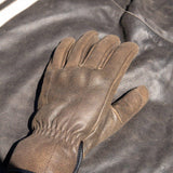 The Original' — Retro Motorbike Gloves Gauntlet — Brown Distressed Leather