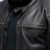 The Rumbler' — Distressed Charcoal Brown Leather — Classic Leather Motorbike Jacket