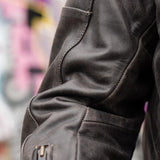 'ol Bobber' — Classic Leather Motorbike Jacket — Distressed Charcoal Brown Full Grain Leather