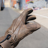 The Original' — Retro Motorbike Gloves Gauntlet — Brown Distressed Leather