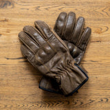 The Original' — Retro Motorbike Gloves Gauntlet — Brown Distressed Leather