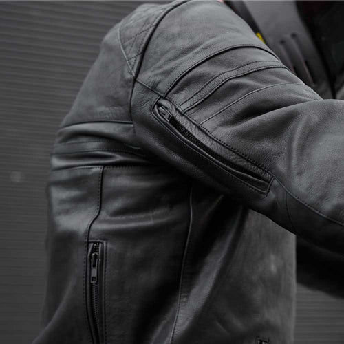 'ol Bobber' — Classic Leather Motorbike Jacket — Matt Black Aniline Leather