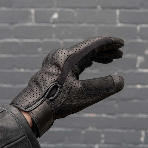 Gen 2 Thumpa's — Short Cuff Summer Motorbike Gloves — Aramid + Perforated Black Leather