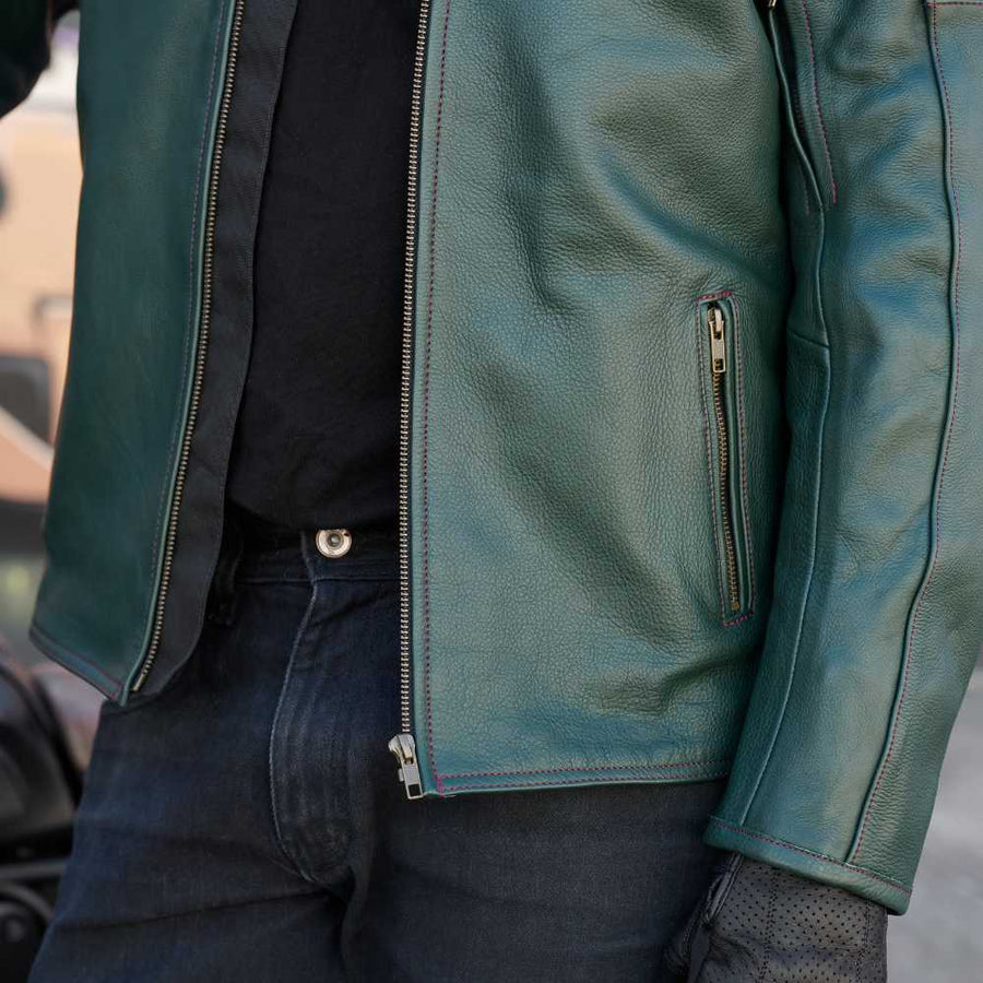 'ol Bobber' — British Racing Green Classic Leather Motorbike Jacket *LIMITED EDITION*