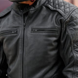 GEN 2 'ol Bobber' — Diamond Quilted Premium Motorbike Jacket — BLACK Leather
