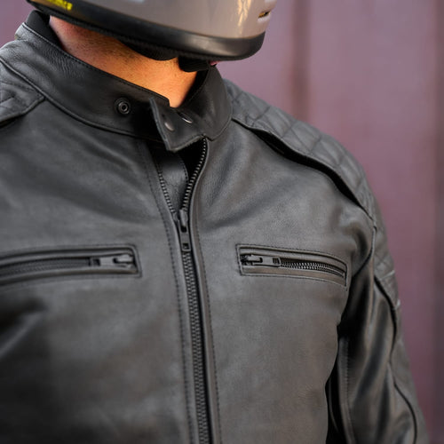 GEN 2 'ol Bobber' — Diamond Quilted Premium Motorbike Jacket — BLACK Leather