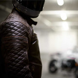 GEN 2 'ol Bobber' — Diamond Quilted Premium Motorbike Jacket — Distressed Charcoal Brown
