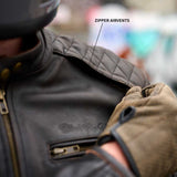 GEN 2 'ol Bobber' — Diamond Quilted Premium Motorbike Jacket — Distressed Charcoal Brown