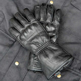 GEN 2 'The Classic' Double Length Gauntlet — Extra Long Warm Motorbike Gloves — Black Leather