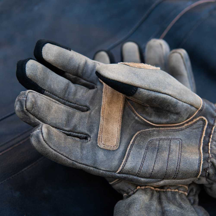 GEN 2 'The Original' Double Length Gauntlet — Extra Long Warm Motorbike Gloves — Retro Brown Distressed Leather
